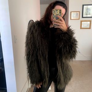 Zara Mossy Green Shaggy Jacket